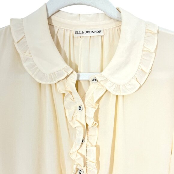 Ulla Johnson Philipa Silk Button Front Shirt Blanc Ivory Size 2 Pre-Loved $425 - Picture 5 of 5